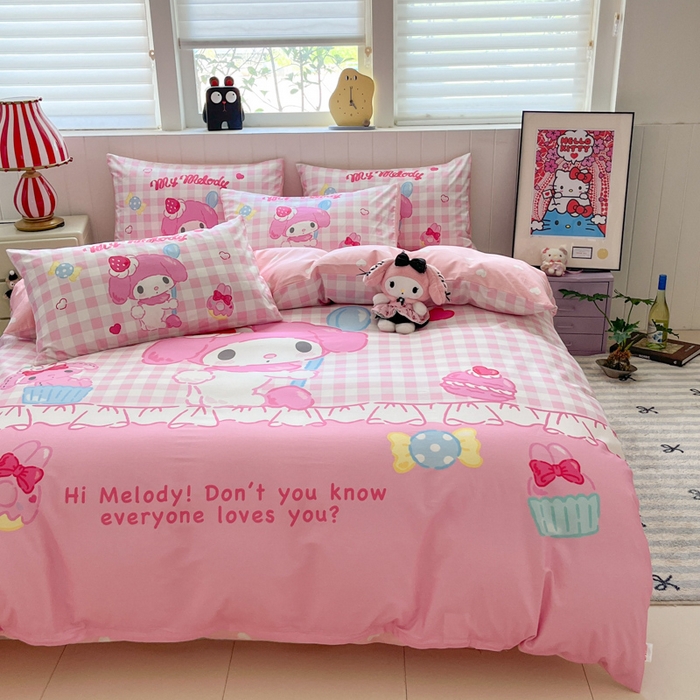 91家纺网 家纺一手货源 找家纺 金爱家 2025新款三丽鸥纯棉数码印花系列四件套 大阪-星戴美乐蒂