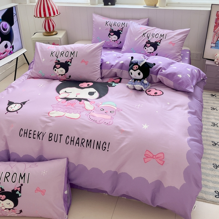 91家纺网 家纺一手货源 找家纺 金爱家 2025新款三丽鸥纯棉数码印花系列四件套 大阪-巴库库洛姆