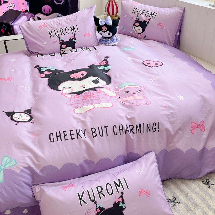 91家纺网 家纺一手货源 找家纺 金爱家 2025新款三丽鸥纯棉数码印花系列四件套 大阪-巴库库洛姆