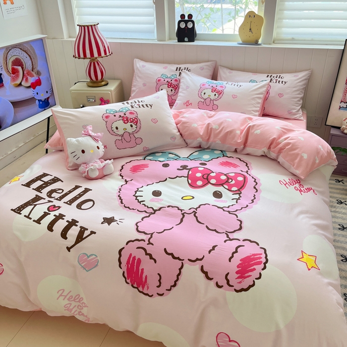 91家纺网 家纺一手货源 找家纺 金爱家 2025新款三丽鸥纯棉数码印花系列四件套 大阪-babykitty