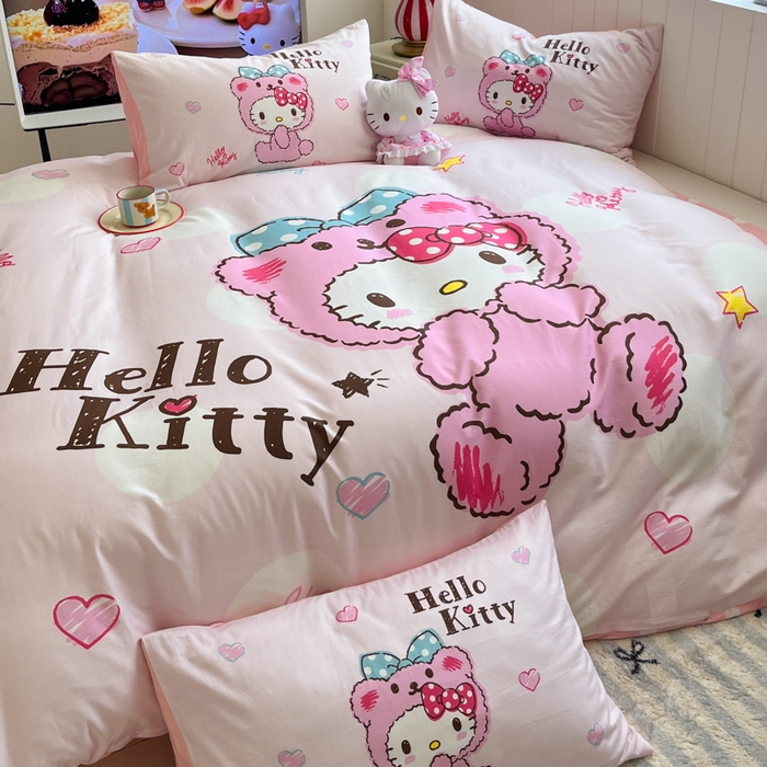 91家纺网 家纺一手货源 找家纺 金爱家 2025新款三丽鸥纯棉数码印花系列四件套 大阪-babykitty