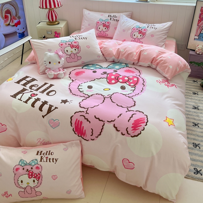 91家纺网 家纺一手货源 找家纺 金爱家 2025新款三丽鸥纯棉数码印花系列四件套 大阪-babykitty