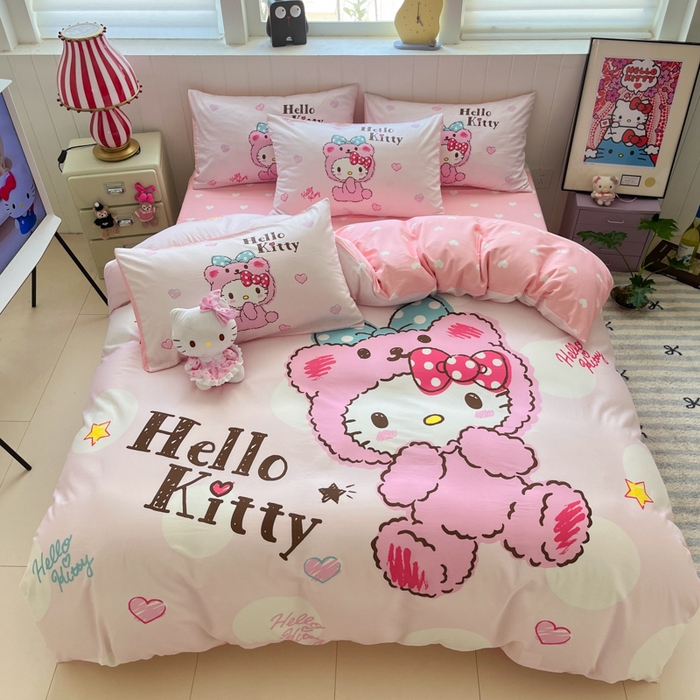 91家纺网 家纺一手货源 找家纺 金爱家 2025新款三丽鸥纯棉数码印花系列四件套 大阪-babykitty