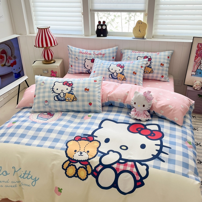 金爱家 2025新款三丽鸥纯棉数码印花系列四件套 大阪-kt和熊