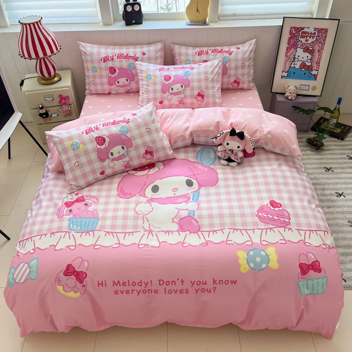 91家纺网 家纺一手货源 找家纺 金爱家 2025新款三丽鸥纯棉数码印花系列四件套 大阪-星戴美乐蒂