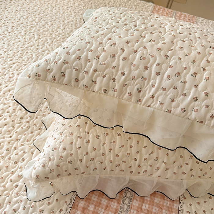 91家纺网 家纺一手货源 找家纺 易辰美 2025新款亲肤舒适印花夹棉公主风床裙 艾薇尔-桔