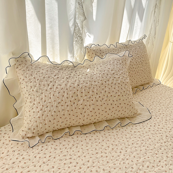 91家纺网 家纺一手货源 找家纺 易辰美 2025新款亲肤舒适印花夹棉公主风床裙 艾薇尔-桔