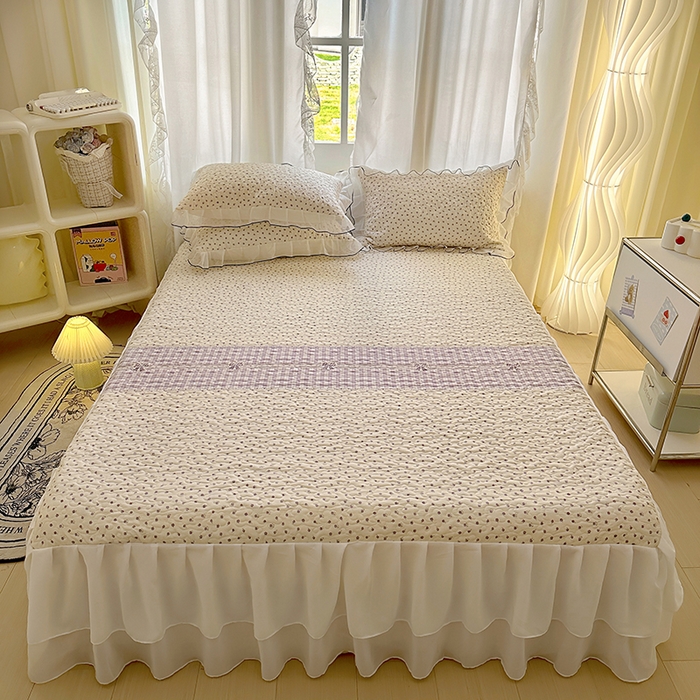 易辰美 2025新款亲肤舒适印花夹棉公主风床裙 艾薇尔-紫