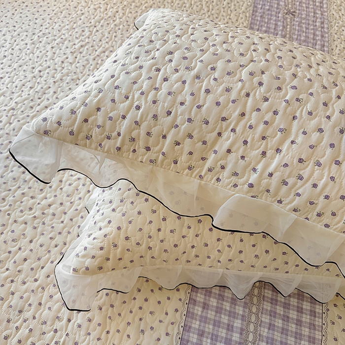 91家纺网 家纺一手货源 找家纺 易辰美 2025新款亲肤舒适印花夹棉公主风床裙 艾薇尔-紫