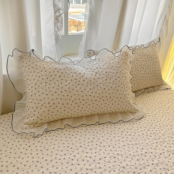 91家纺网 家纺一手货源 找家纺 易辰美 2025新款亲肤舒适印花夹棉公主风床裙 艾薇尔-紫