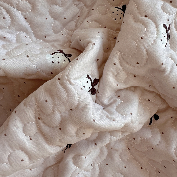 91家纺网 家纺一手货源 找家纺 易辰美 2025新款亲肤舒适印花夹棉公主风床裙 草莓啵啵-粉