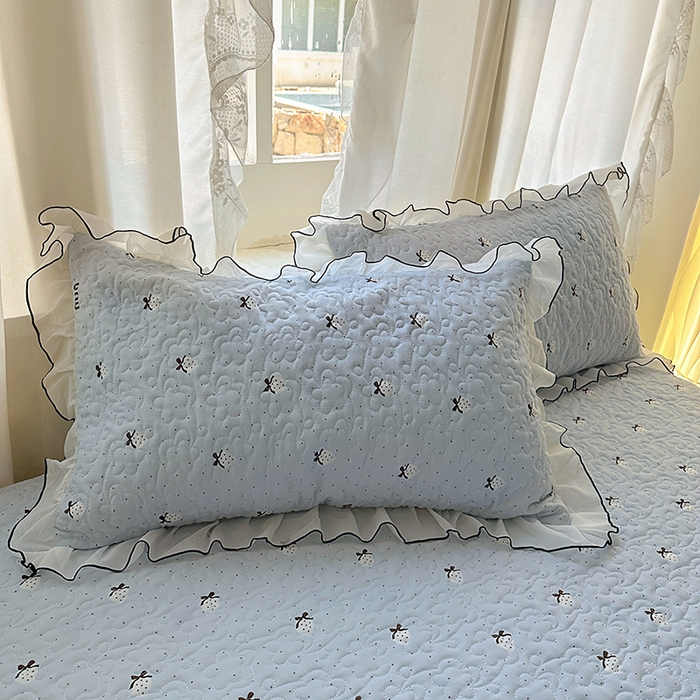 91家纺网 家纺一手货源 找家纺 易辰美 2025新款亲肤舒适印花夹棉公主风床裙 草莓啵啵-兰