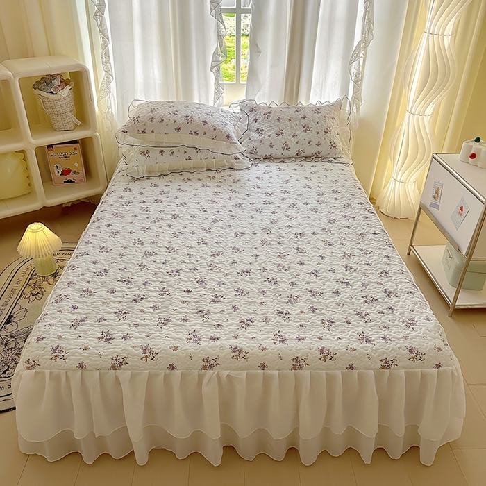 易辰美 2025新款亲肤舒适印花夹棉公主风床裙 花倾心-粉