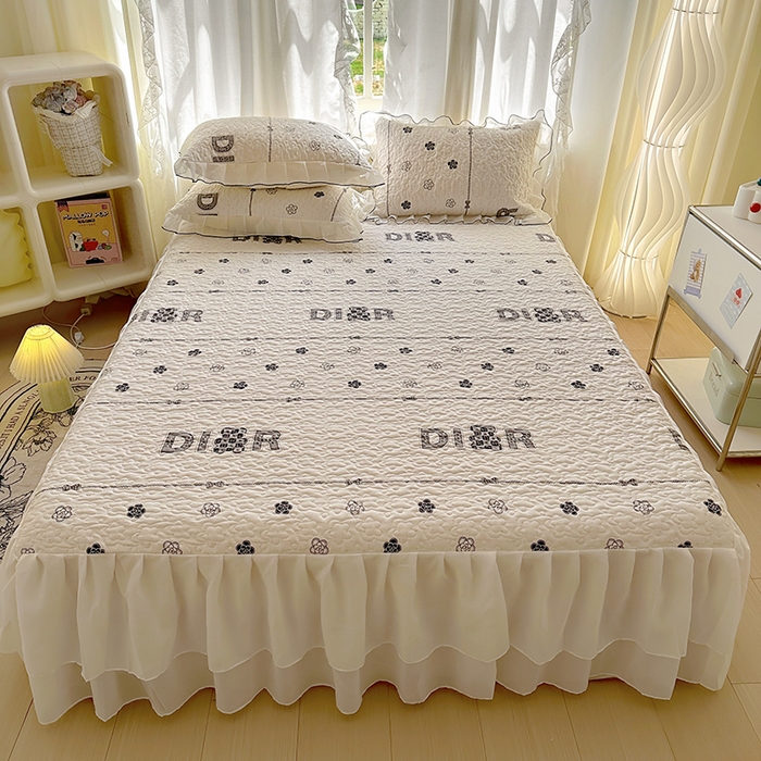 易辰美 2025新款亲肤舒适印花夹棉公主风床裙 煌朝-灰