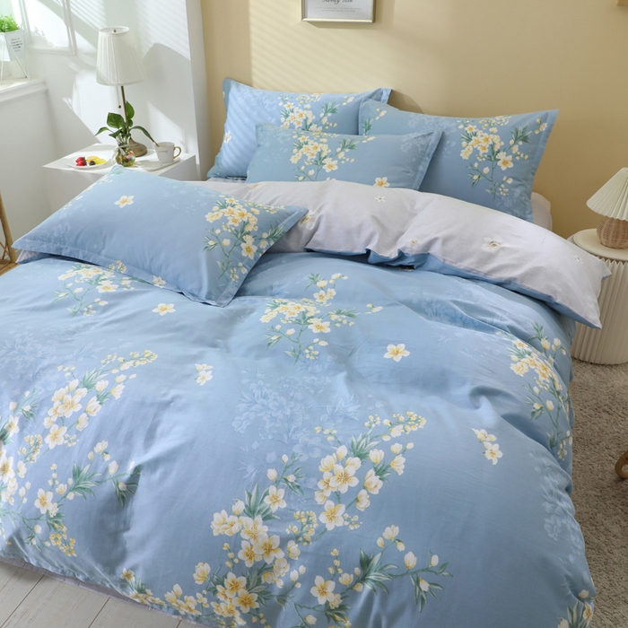 91家纺网 家纺一手货源 找家纺 合纵2025新款40支纯棉印花四件套 花半里