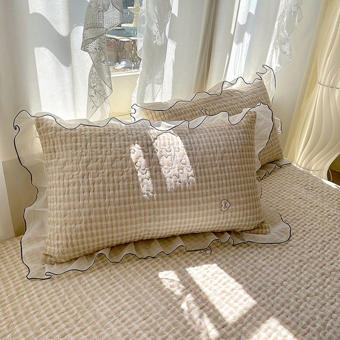 91家纺网 家纺一手货源 找家纺 易辰美 2025新款亲肤舒适印花夹棉公主风床裙 甜心-粉