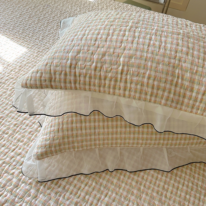 91家纺网 家纺一手货源 找家纺 易辰美 2025新款亲肤舒适印花夹棉公主风床裙 甜心-粉