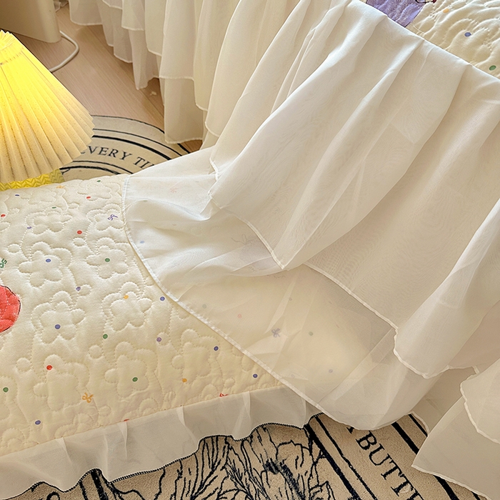 91家纺网 家纺一手货源 找家纺 易辰美 2025新款亲肤舒适印花夹棉公主风床裙 一只甜