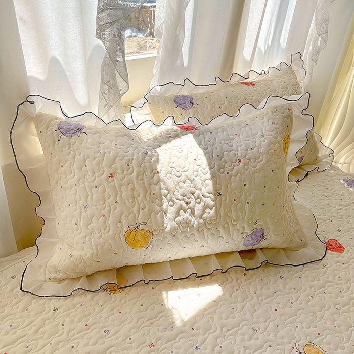 91家纺网 家纺一手货源 找家纺 易辰美 2025新款亲肤舒适印花夹棉公主风床裙 一只甜