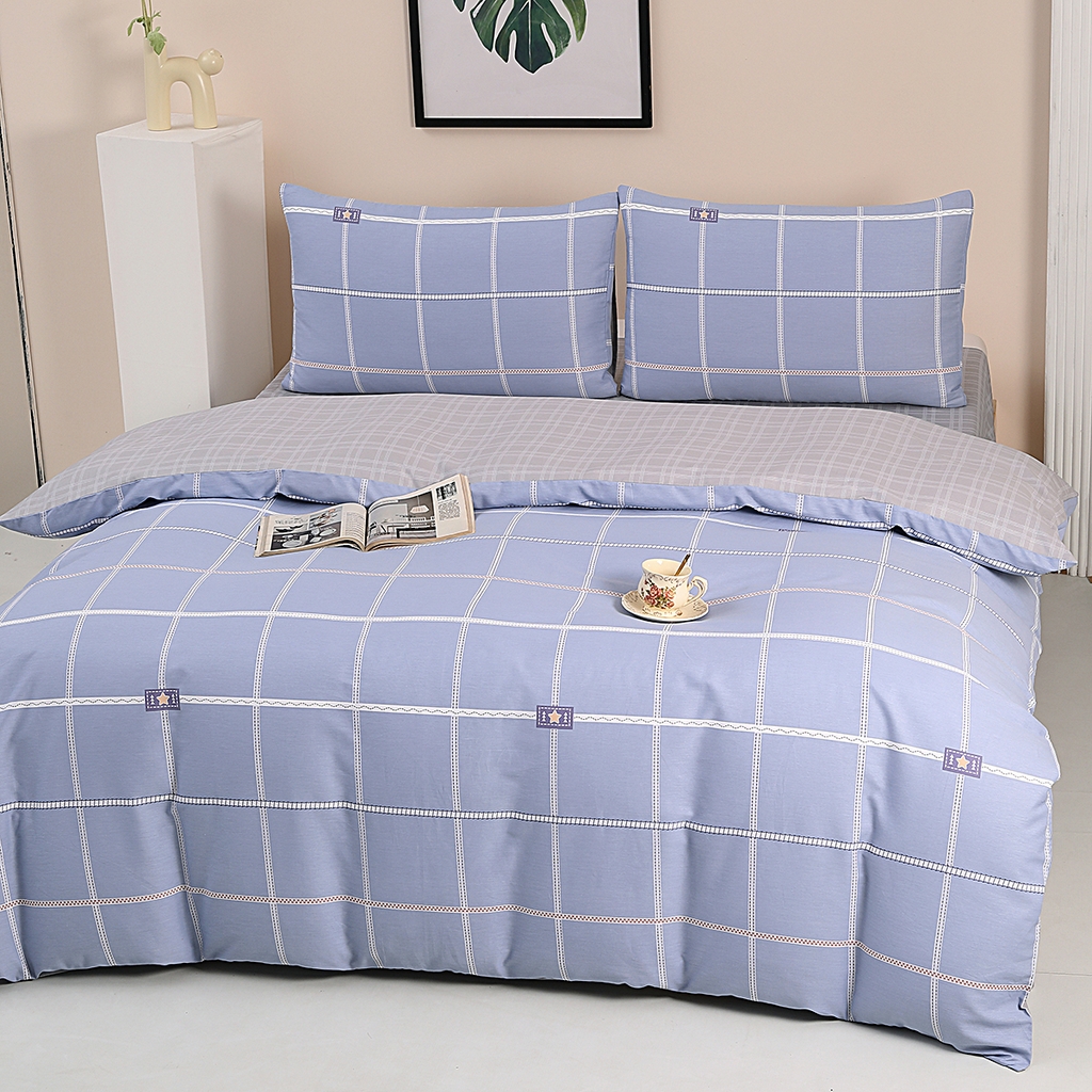 91家纺网 家纺一手货源 找家纺 合纵2025新款40支纯棉印花四件套 里斯本-蓝