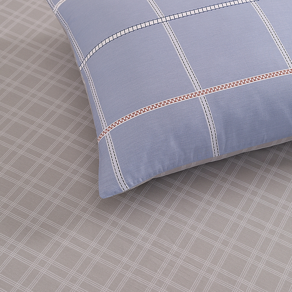 91家纺网 家纺一手货源 找家纺 合纵2025新款40支纯棉印花四件套 里斯本-蓝