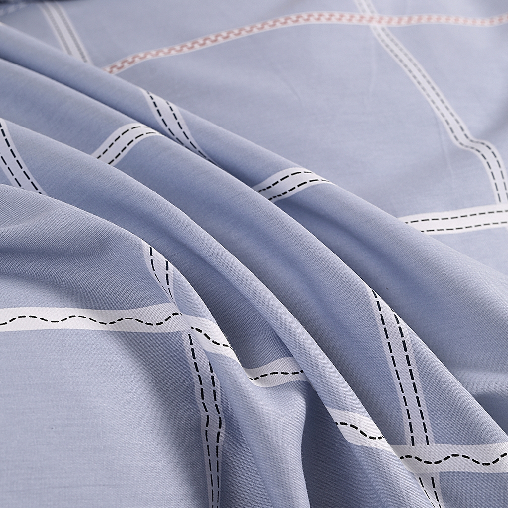 91家纺网 家纺一手货源 找家纺 合纵2025新款40支纯棉印花四件套 里斯本-蓝