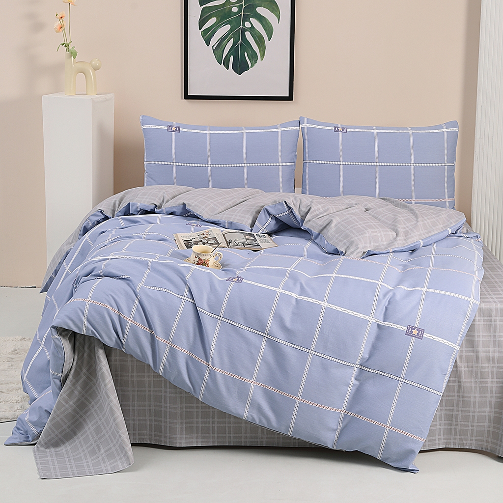 91家纺网 家纺一手货源 找家纺 合纵2025新款40支纯棉印花四件套 里斯本-蓝