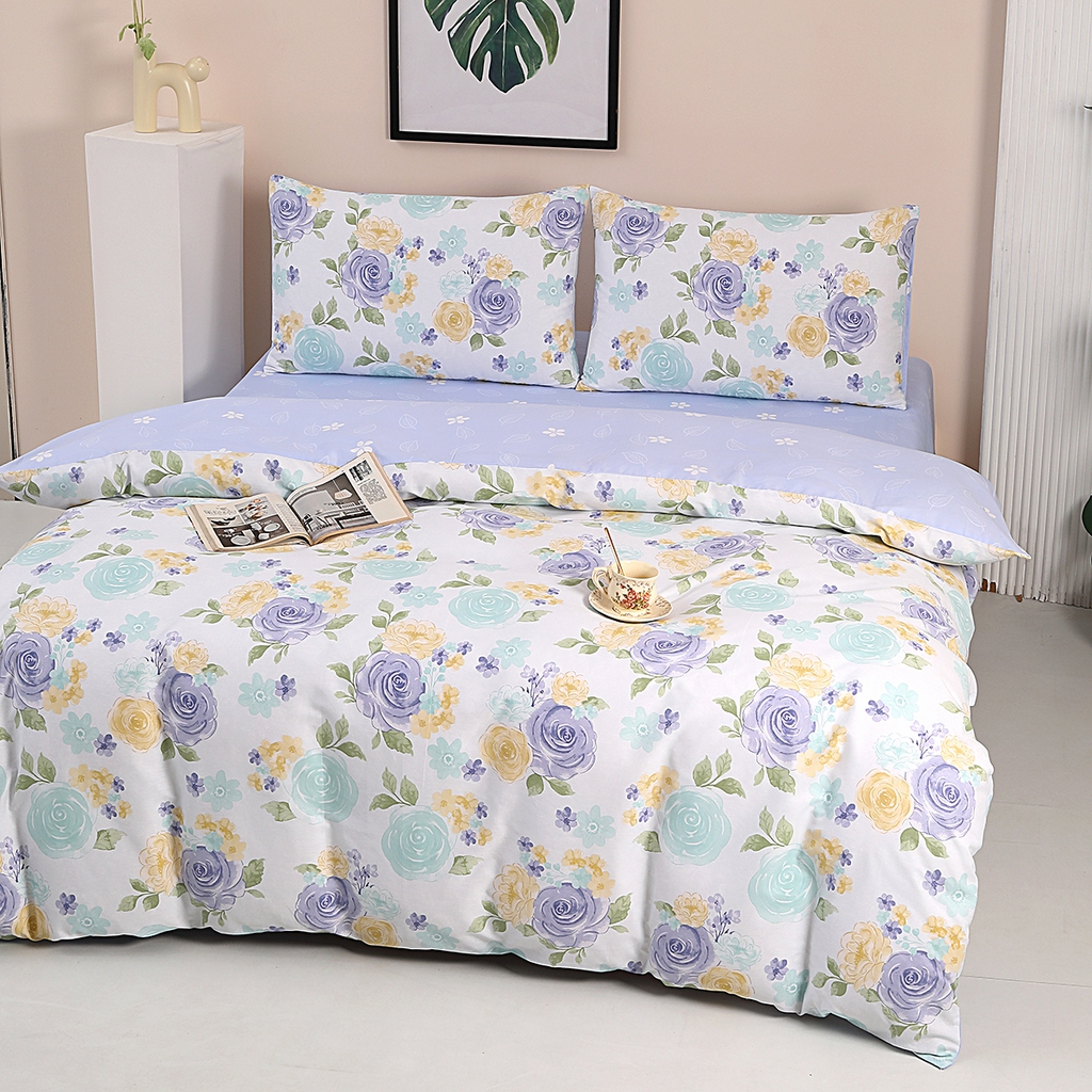 91家纺网 家纺一手货源 找家纺 合纵2025新款40支纯棉印花四件套 琉璃晚香