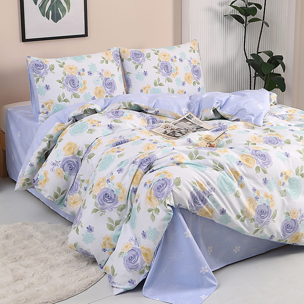 91家纺网 家纺一手货源 找家纺 合纵2025新款40支纯棉印花四件套 琉璃晚香