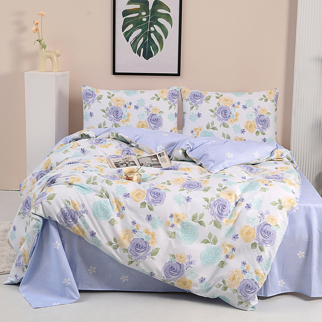 91家纺网 家纺一手货源 找家纺 合纵2025新款40支纯棉印花四件套 琉璃晚香