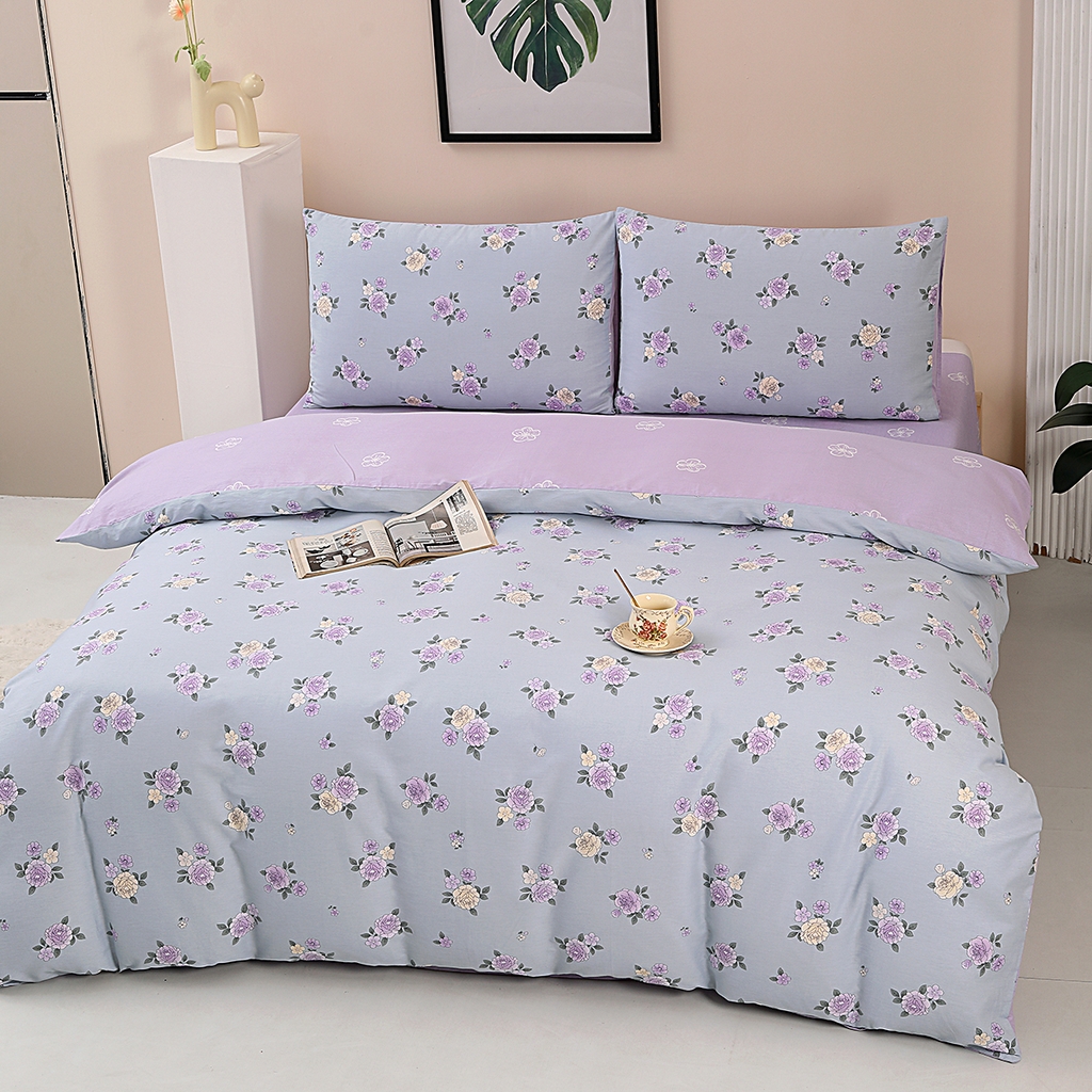 91家纺网 家纺一手货源 找家纺 合纵2025新款40支纯棉印花四件套 栀香入梦-蓝