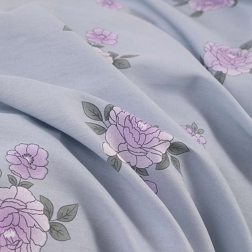 91家纺网 家纺一手货源 找家纺 合纵2025新款40支纯棉印花四件套 栀香入梦-蓝