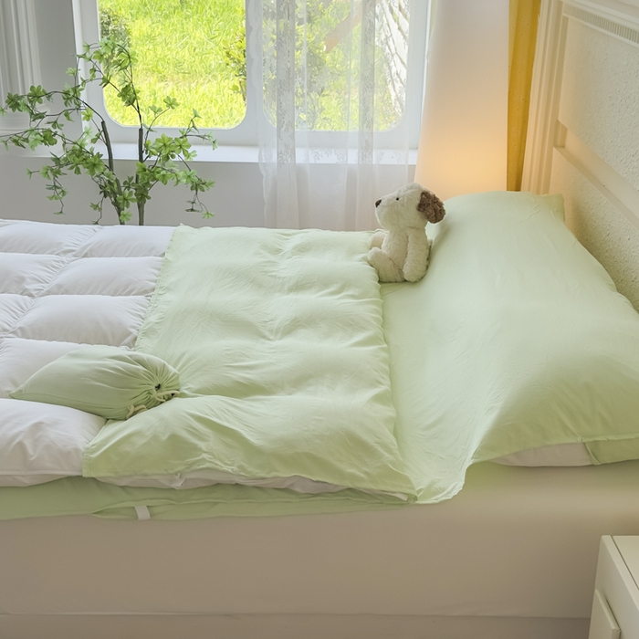 91家纺网 家纺一手货源 找家纺 老K2025年纯色酒店隔脏睡袋单人床双人床酒店睡袋 清新绿