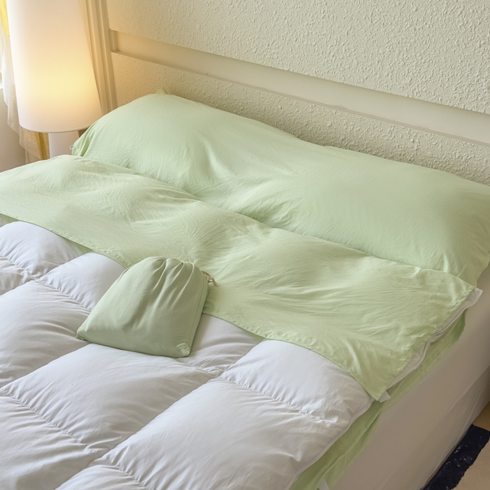 91家纺网 家纺一手货源 找家纺 老K2025年纯色酒店隔脏睡袋单人床双人床酒店睡袋 清新绿
