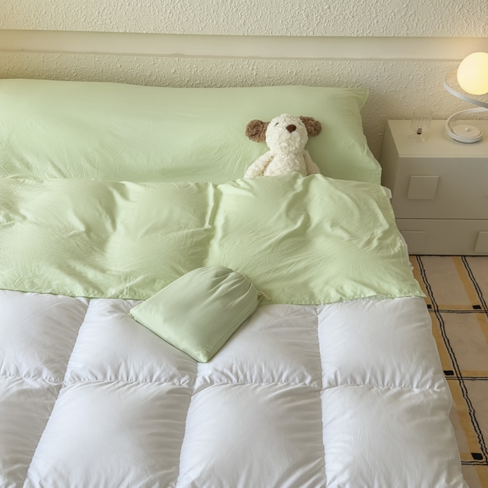 91家纺网 家纺一手货源 找家纺 老K2025年纯色酒店隔脏睡袋单人床双人床酒店睡袋 清新绿