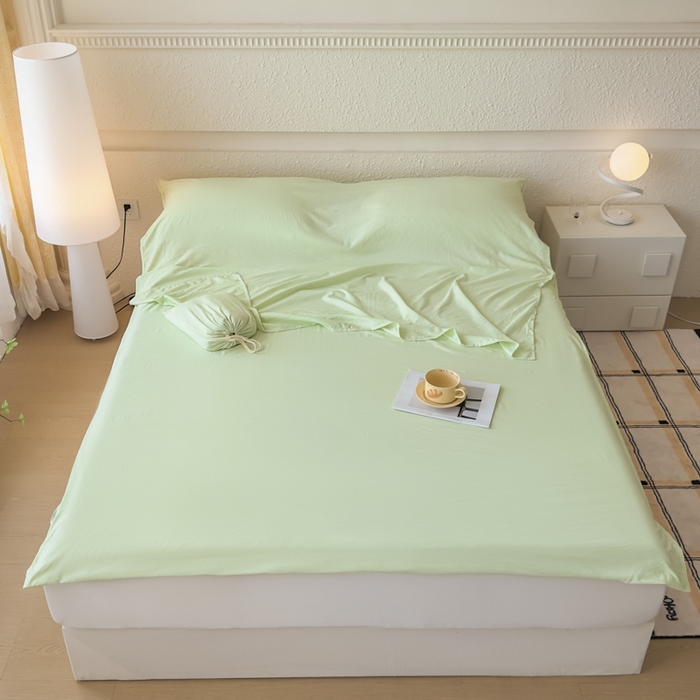 91家纺网 家纺一手货源 找家纺 老K2025年纯色酒店隔脏睡袋单人床双人床酒店睡袋 清新绿