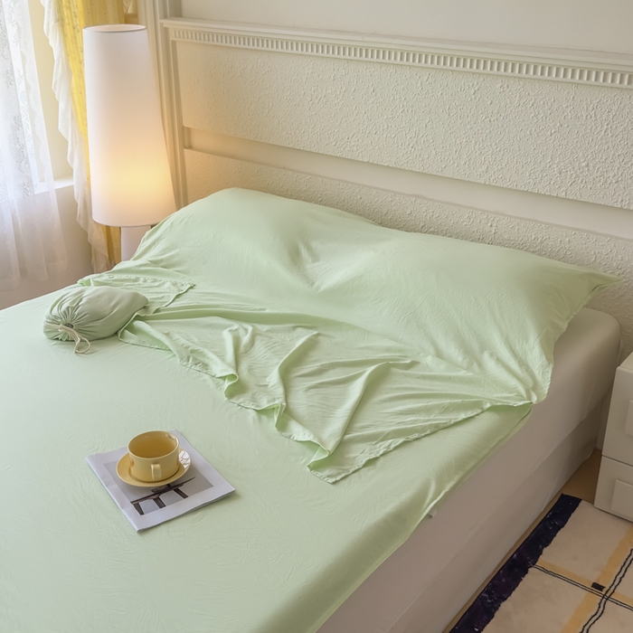 91家纺网 家纺一手货源 找家纺 老K2025年纯色酒店隔脏睡袋单人床双人床酒店睡袋 清新绿