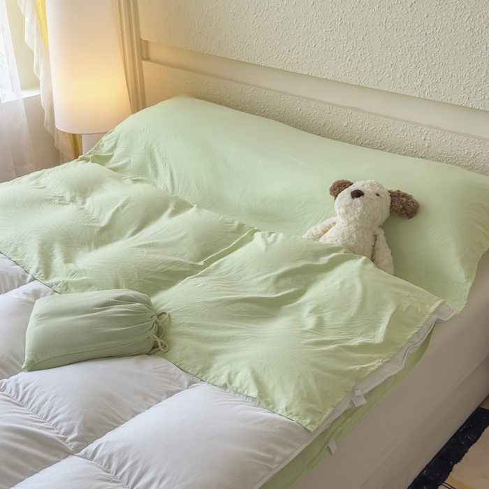 91家纺网 家纺一手货源 找家纺 老K2025年纯色酒店隔脏睡袋单人床双人床酒店睡袋 清新绿