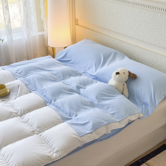 91家纺网 家纺一手货源 找家纺 老K2025年纯色酒店隔脏睡袋单人床双人床酒店睡袋 天空蓝