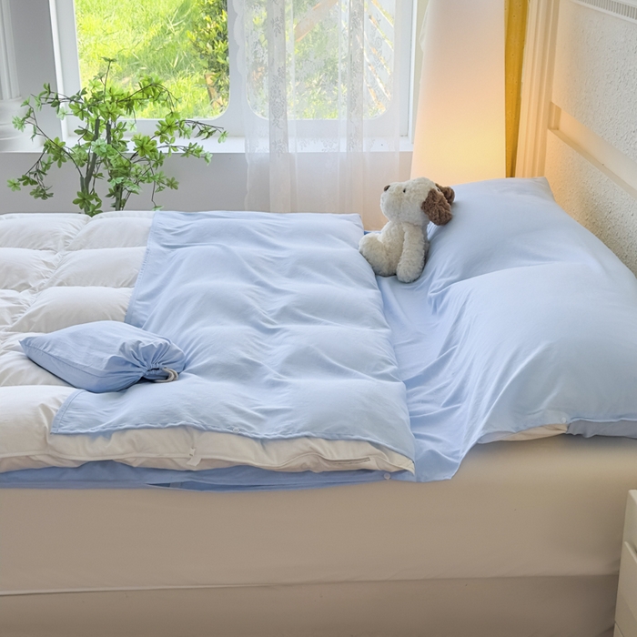 91家纺网 家纺一手货源 找家纺 老K2025年纯色酒店隔脏睡袋单人床双人床酒店睡袋 天空蓝