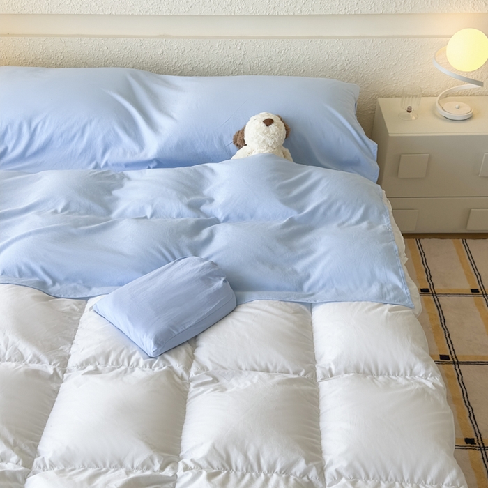 91家纺网 家纺一手货源 找家纺 老K2025年纯色酒店隔脏睡袋单人床双人床酒店睡袋 天空蓝