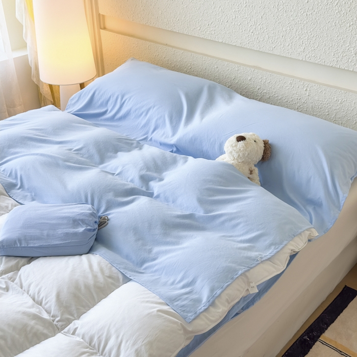 91家纺网 家纺一手货源 找家纺 老K2025年纯色酒店隔脏睡袋单人床双人床酒店睡袋 天空蓝
