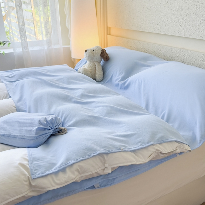 91家纺网 家纺一手货源 找家纺 老K2025年纯色酒店隔脏睡袋单人床双人床酒店睡袋 天空蓝