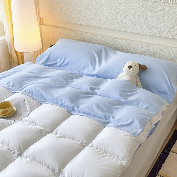 91家纺网 家纺一手货源 找家纺 老K2025年纯色酒店隔脏睡袋单人床双人床酒店睡袋 天空蓝