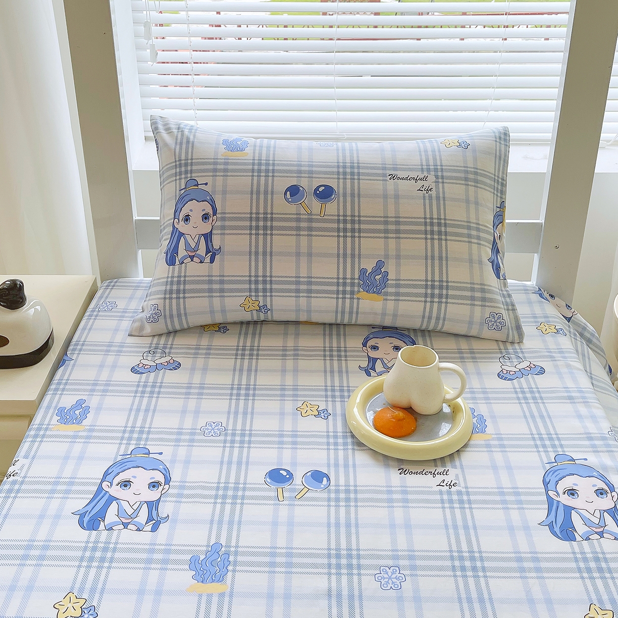 91家纺网 家纺一手货源 找家纺 金鑫汇家纺 2025新款全棉学生宿舍单品床笠系列 花丛兔