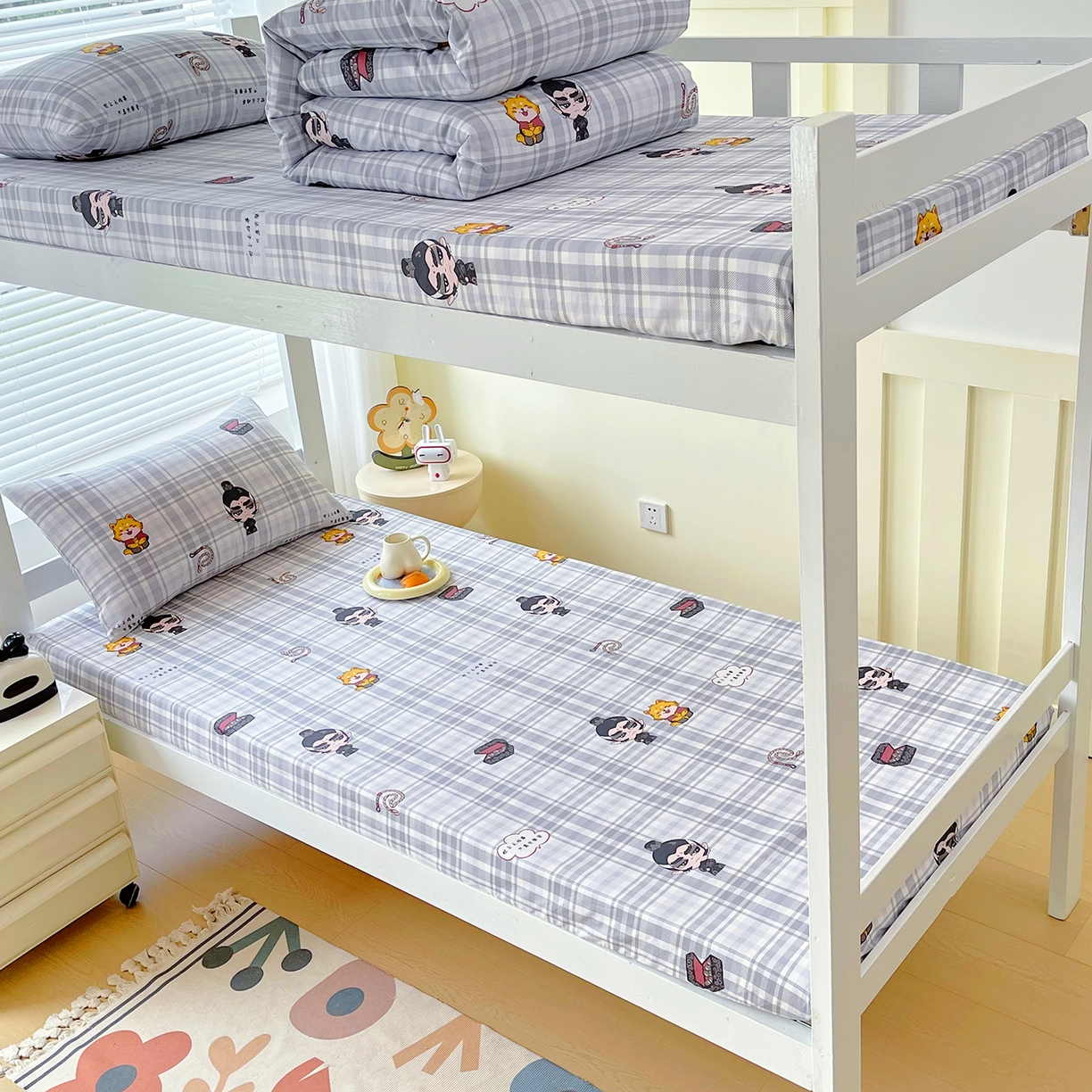 91家纺网 家纺一手货源 找家纺 金鑫汇家纺 2025新款全棉学生宿舍单品床笠系列 无畏申公豹-咖