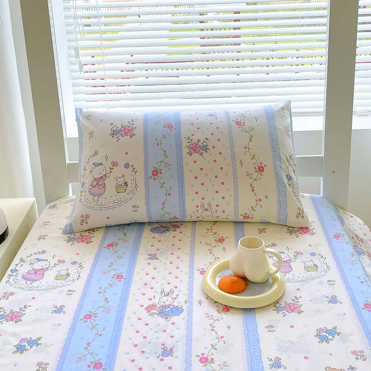 91家纺网 家纺一手货源 找家纺 金鑫汇家纺 2025新款全棉学生宿舍单品床笠系列 快乐萌兔