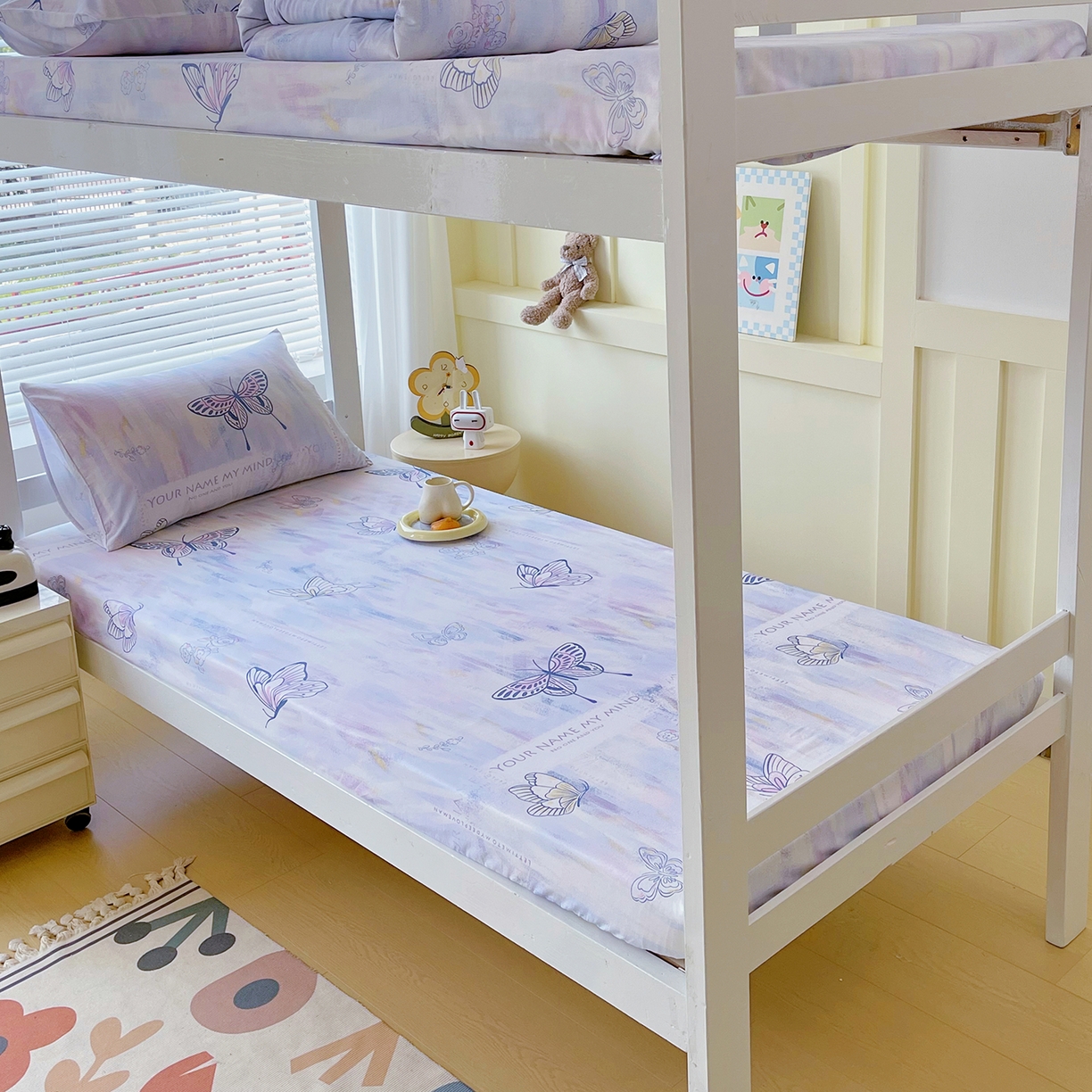 91家纺网 家纺一手货源 找家纺 金鑫汇家纺 2025新款全棉学生宿舍单品床笠系列 花丛兔