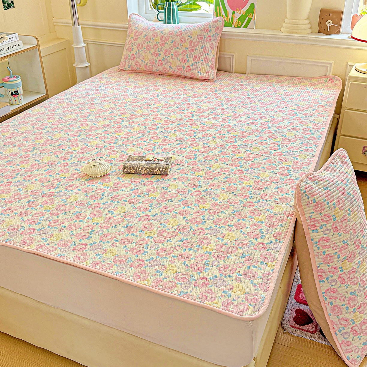 91家纺网 家纺一手货源 找家纺 （总）恒尚居 2025新款云感床褥垫双层皱皱纱学生软床垫床护垫-四季款-系列一