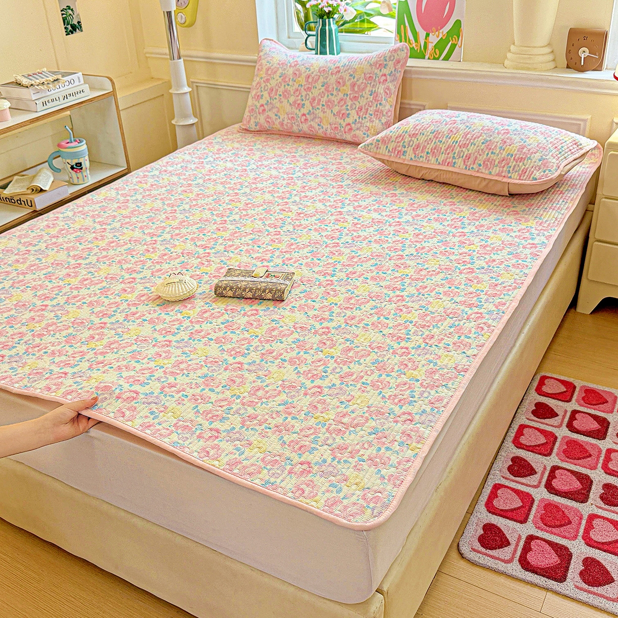 91家纺网 家纺一手货源 找家纺 （总）恒尚居 2025新款云感床褥垫双层皱皱纱学生软床垫床护垫-四季款-系列一